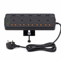 Multiprise de bureau à fixation sur bureau (type UK) avec 5 prises, 3 ports USB-C 20W et 1 port USB-A 18W, 3250W, protection contre les surtensions, pour le bureau