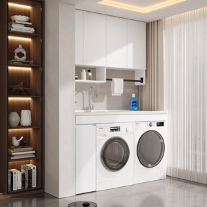 Mobile lavanderia in alluminio a nido d'ape con doppio lavello e <span class=keywords><strong>lavatoio</strong></span>, set per balcone, personalizzabile - Product Image 3