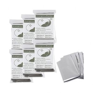 Paquete de 6 Mantas de Emergencia de Mylar - Equipo de Supervivencia Duradero, Ligero e Impermeable para Acampar, Hacer Senderismo y Rescate al Aire Libre - Product Image 1