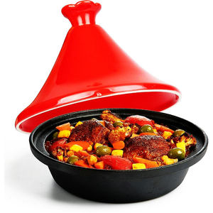 Seramik Kapaklı Emaye Kaplı Dökme Demir Tencere, Fas Tadını Veren Tagine - Product Image 1