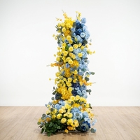 Arche florale artificielle en jaune Ming et bleu fumé, style européen moderne et romantique, pour les décors de cérémonie de mariage en plein air