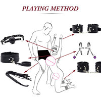 Ensemble de jouets sexuels en cuir BDSM, kit de bondage fétichiste BDSM avec menottes et dispositifs de retenue pour bondage adulte