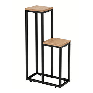 Support de plantes <span class=keywords><strong>en</strong></span> métal et <span class=keywords><strong>bois</strong></span> à 2 niveaux, <span class=keywords><strong>sur</strong></span> pied, pour l'angle, pour la décoration de la maison et du balcon - Product Image 1
