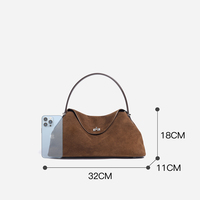Sac Hobo de Luxe en Daim et Cuir Fendu pour Femme, Sac Fourre-tout Tendance en Cuir Mat, Sac à Bandoulière Polyvalent, Sac à Main Féminin