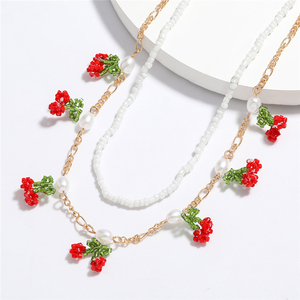 Trendz nueva llegada Multi-capas collar hecho a mano de fruta cereza Collar para las mujeres - Product Image 2