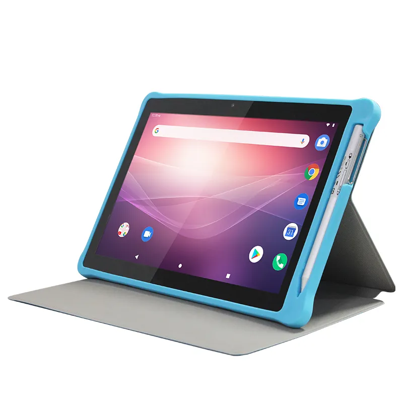 Octa-core-Tableta Android de 10 pulgadas, 3GB de Ram, 32GB de rom, batería de 7500mAh, carcasa de cuero con lápiz óptico