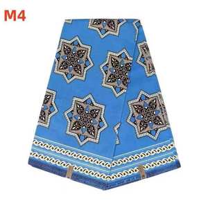 <span class=keywords><strong>Tissu</strong></span> imprimé africain 100% coton M28, motif plume de <span class=keywords><strong>paon</strong></span> bleu vif, 6 yards pour la confection de robes pour femmes - Product Image 3
