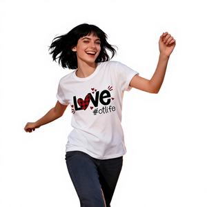 Love Letter <b>Silk</b> Screen Printed T-Shirt <b>Women</b> Short Sleeve Neck Casual <b>Top</b> 100% Cotton Jersey Regular Fit Spring Summer Fashion - Product Image 1