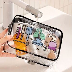 <b>Transparent</b> Cosmetic <b>Bag</b> <b>Makeup</b> Skincare Portable Travel Toiletry Case With Zipper Clear Storage Pouch For Women Men - Product Image 3