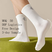 Chaussettes personnalisées en coton de haute qualité avec logo sur mesure, service OEM/ODM, MOQ 50, conception gratuite avec livraison DDP rapide