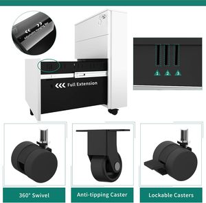 Đương đại 3-ngăn kéo di động Tủ tập tin pre-xây Dựng Văn phòng lưu trữ với các phím bánh xe kim loại thép nộp hồ sơ văn phòng ngăn kéo - Product Image 4