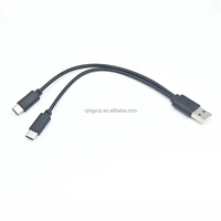Kabel USB mikro C ganda 2-in-1, pemisah kabel pengisian daya cepat, kabel tipe Y untuk 2 ponsel dengan pelindung kepang untuk penggunaan komputer