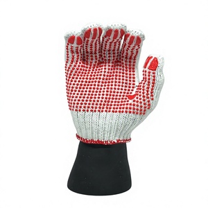 ถุงมือผ้าฝ้ายเคลือบจุดพีวีซี ถุงมือกันลื่นแบบมีจุด PVC ที่ฝ่ามือ - Product Image 5