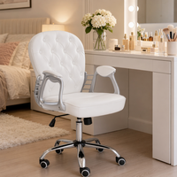 Chaise de bureau pivotante moderne en cuir PU blanc, ergonomique, réglable en hauteur, pour la maison et le maquillage