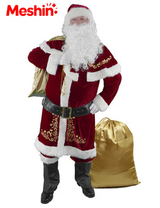 Meshin Santa Claus Suit Adult Christmas Cosplay <b>TV</b> Movie Costume Canary Velvet Fancy Set Plus Size M-6XL Xmas Party Family - Product Image 1