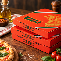 Boîtes à pizza en carton ondulé personnalisées, biodégradables, jetables, rouges, 12 et 16 pouces, pour la livraison de plats à emporter, avec logo