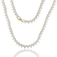 Nouveauté Collier pendentif tennis en zircon en forme de cœur, bijoux brillants, collier transparent pour demoiselle d'honneur, zircone cubique