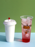 Gobelets jetables en polypropylène de calibre 90 pour thé au lait et jus de fruits avec couvercle dôme personnalisé, 500 pièces/paquet pour boissons froides/chaudes