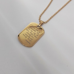Gravierte Philosophie Wörter personal isierte Edelstahl quadratischen Charme 18 Karat Gold Schmuck Rechteck Anhänger Tags Halskette Frauen Männer - Product Image 5