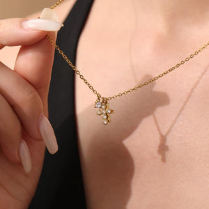 Fashion 5A Zircon Diamond <b>Cross</b> Necklace 18K Gold Plated Stainless Steel Multi Layer Waterproof Jewelry for Women - Product Image 2