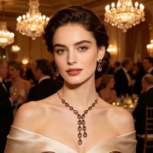Ensemble collier et boucles d'oreilles élégant et tendance - Product Image 1