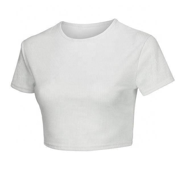 Wholesale Polyester Short-Sleeve Crew Neck Slim-Fit T-Shirts Women's XS-XXL Fitness Training Jogging T-Shirt Top Short tshirt