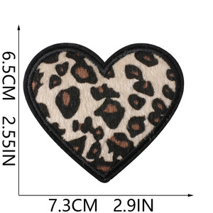 Toppe in Pelle Ricamate con Stampa Leopardata a Forma di Cuore e Stella a Cinque Punte per Borse e Abbigliamento - Vendita all'Ingrosso - Product Image 5