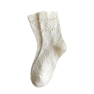 Calcetines de dormir de encaje femeninos transpirables Kawaii sólidos versátiles finos para mujer, calcetines blancos <span class=keywords><strong>Lain</strong></span>, calcetines de algodón con estilo - Product Image 6