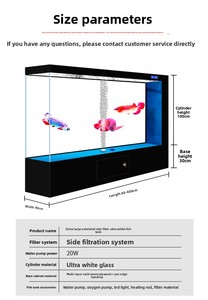 Aquário Retangular de Vidro Personalizado com Suporte, Sistema de Filtragem Lateral Sem Borda de 3 Camadas, Grande Capacidade 500L-1000L para Mesa/Sala de Estar - Product Image 6