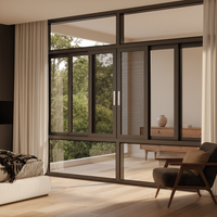Fenêtre coulissante moderne en aluminium Lukliving avec design à persiennes, isolation thermique, tailles et couleurs personnalisées