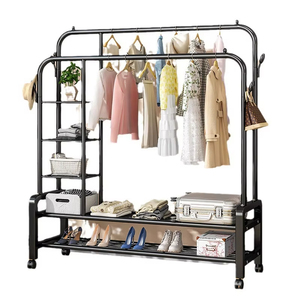Séchoir à linge pliant du sol au plafond pour chambre à coucher, portant vêtements, simple, pour intérieur et balcon, avec rangement intégré - Product Image 1