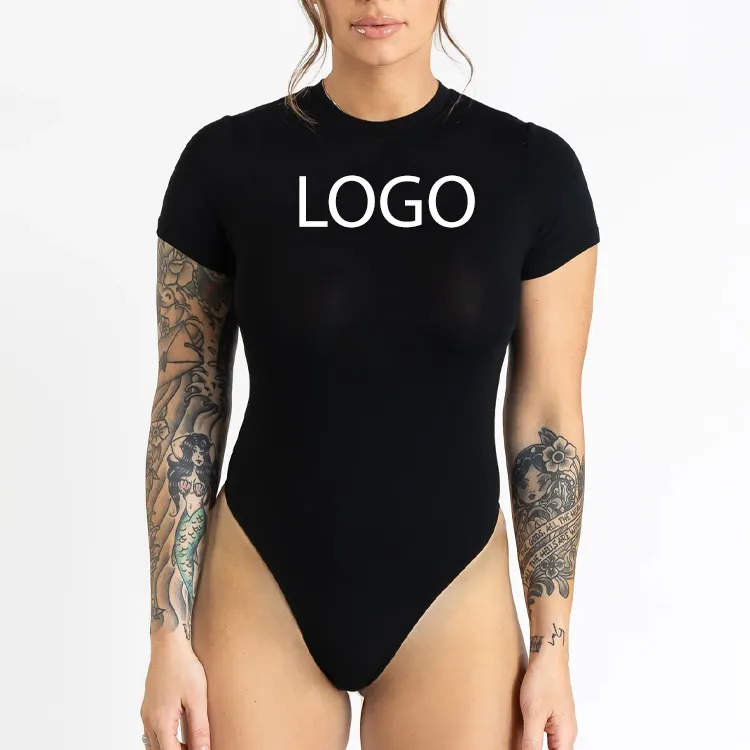 Vente en gros de bodysuit de haute qualité OEM/ODM avec logo personnalisé bodys de fitness une pièce avec contrôle du ventre et rembourrage amovible