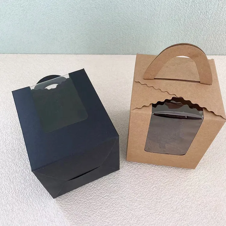 Boîtes à gâteaux en carton blanches, pliables, de qualité alimentaire, avec fenêtre, noir, 50 unités