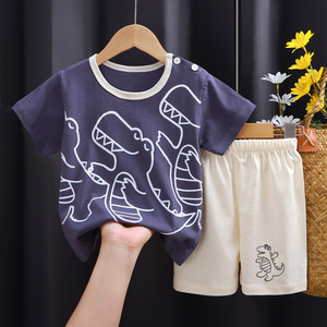Costume à manches courtes pour enfants été coton garçon vêtements en gros nouveau t-shirt fille été bébé vêtements pour enfants - Product Image 2
