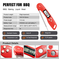 Termometer Makanan Digital untuk BBQ Grill Smoker Oven Steak Kalkun dengan Probe yang Dapat Dicuci, Casing Anti Debu, Kemasan Logo Kustom