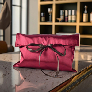 Özel Logo baskılı siyah saten zarf lüks ipek saten astar toz geçirmez zarf çanta hediye - Product Image 5