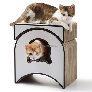 2-in-1 mewah berkelanjutan kucing Scratcher menara Petree furnitur rumah bentuk gunung kertas bergelombang Post bermain mainan gaya kayu kucing - Product Image 1