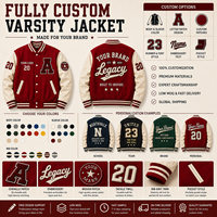 Veste bomber varsity en chenille rouge et blanc pour homme, personnalisée, écologique, coupe-vent, avec manches en cuir et corps en laine brodée