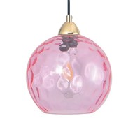 Lámpara de Techo LED Nerium de Marca Española, con Pantalla de Vidrio Rosa, 1 Luz, Montaje en Superficie, para Hogar u Oficina, Base de Hierro con Acabado Dorado, Flexible