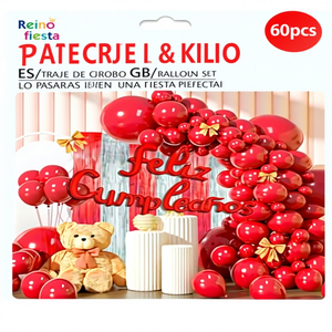 Ensemble de ballons à lettres métalliques rouges 60 pièces pour les décorations de fête de remise des diplômes de la fête des mères avec des ballons à chiffres et à lettres - Product Image 1