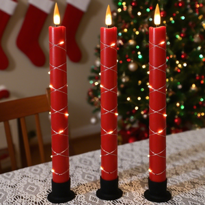 شموع إلكترونية <span class=keywords><strong>LED</strong></span> حمراء مزدوجة الجوانب على شكل عصا مضيئة لتزيين المشاهد في المهرجانات وتعزيز الأجواء الدافئة - Product Image 1