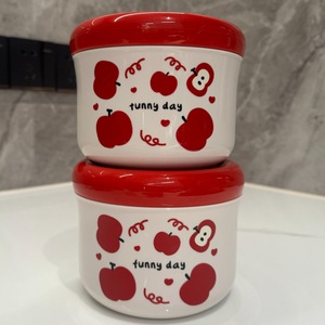 Apple Heart Shaped Round Lunch Box 0.9L Leak Proof Plastic Lid Stainless Steel Bowl For Adults - Product Image 5