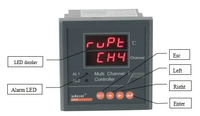 Contrôleur de température Acrel ARTM-8 avec affichage LED, RS485 Modbus-RTU, 8 boucles, capteur PT100, avec sortie d'alarme