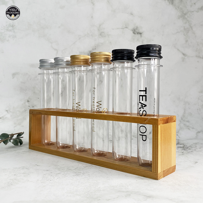 Прозрачная черная пластиковая пробирка с алюминиевыми колпачками для конфет, 20 мл, 25 мл, 40 мл, 45 мл