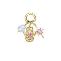 Nouveauté : Breloques en zircon plaqué or 14 carats pour la fabrication de bijoux DIY, étoile, lune, palmier, perle, pendentif détachable, cadeau pour fête d'enfants