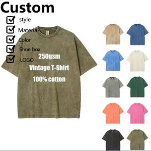 Personalizado Vintage de alta calidad de gran tamaño Streetwear lavado Camiseta para los hombres Sun Faded en blanco ácido lavado de algodón camiseta Fabricante - Product Image 1