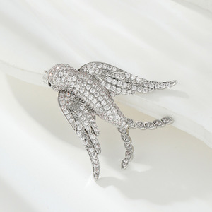 Micro Inlaid Zirconia Swallow Brooch Women's Fashion Animal Shape Party Corsage Pin Zinc Alloy XC07042D000 - Product Image 4