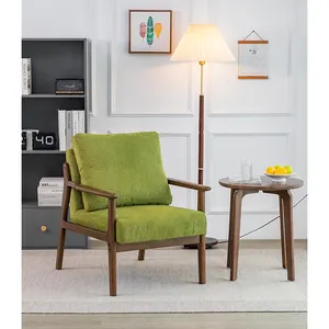 Wuye venta al por mayor cómodo marco de madera Retro verde acento silla reclinable