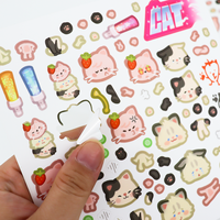 Feuille d'autocollants personnalisés en vinyle, style anime, dessin animé, kawaii, avec impression UV pour la décoration créative de carnets et agendas