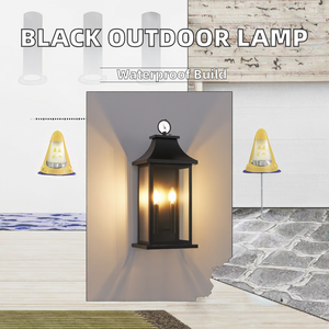 Black Garden Outdoor Wall <b>Light</b> for Wet Locations Industrial 4-<b>Light</b> <b>Sconce</b> Iron Frame Clear Glass Shades Waterproof 120V 40W - Product Image 2